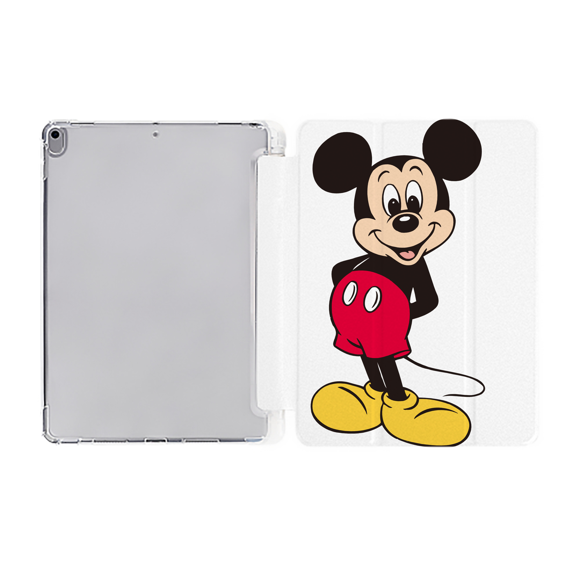 （画像用） ミッキーマウス Mickey Mouse IPad ケース ペン収納付き 三つ折りスタンド PUレザー×シリコン 対応機種9.5/10.5/10.9インチ